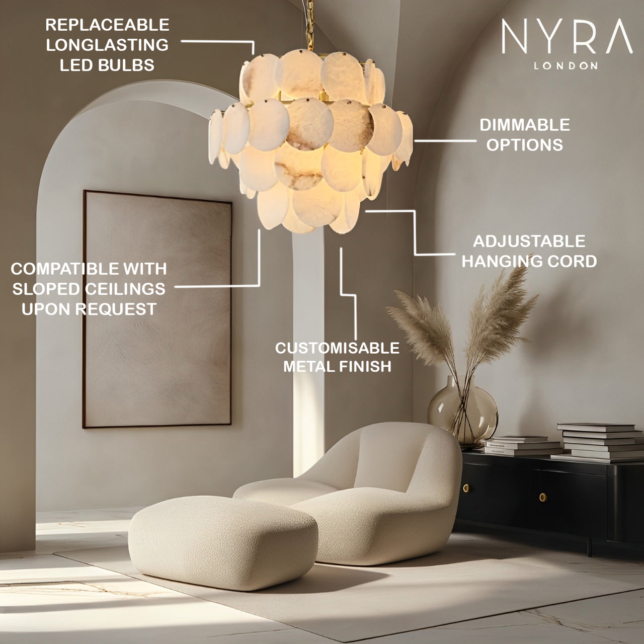 Molly Alabaster Tiered Chandelier