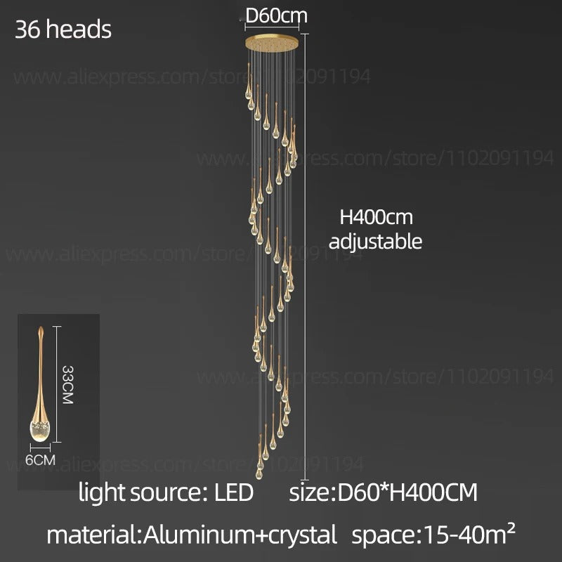 Golden Teardrop Lighting Fixture