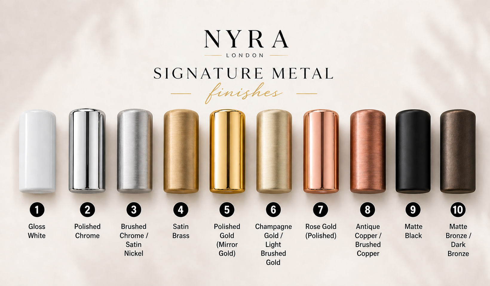 NYRA Signature Metal Samples