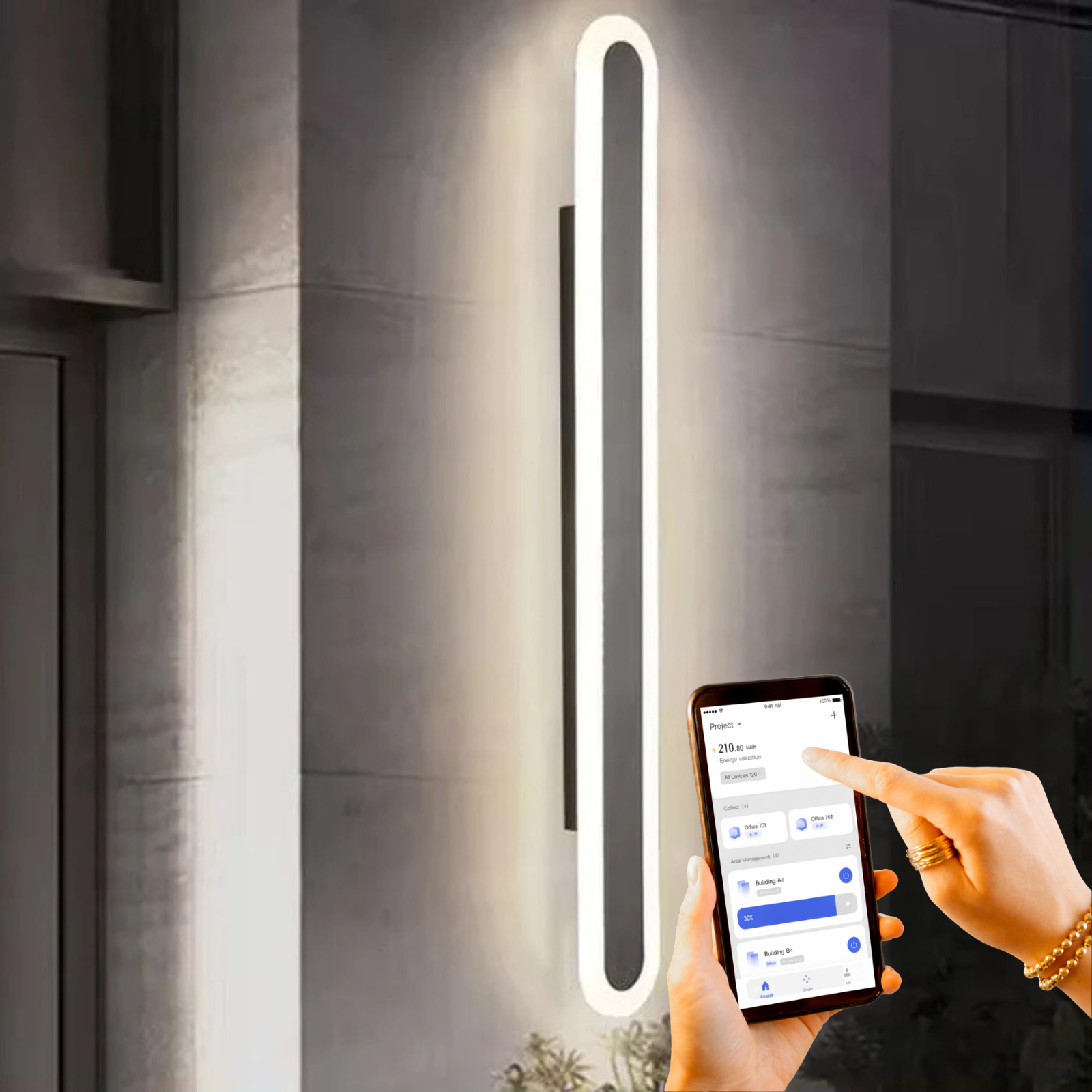 Alana Black Outdoor LED Strip Wall Lamp