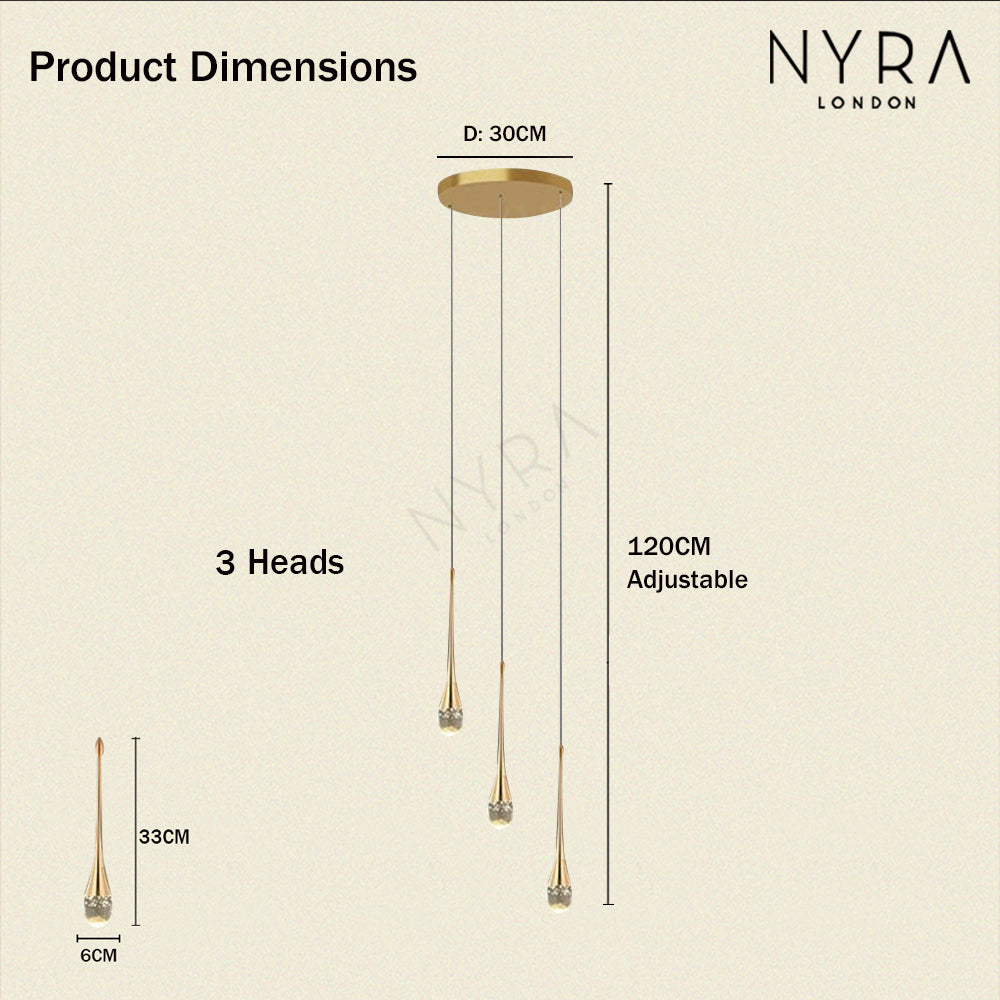 Golden Teardrop Lighting Fixture