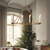 Rustic Wagon Wheel Chandelier 8-Light Candle Light