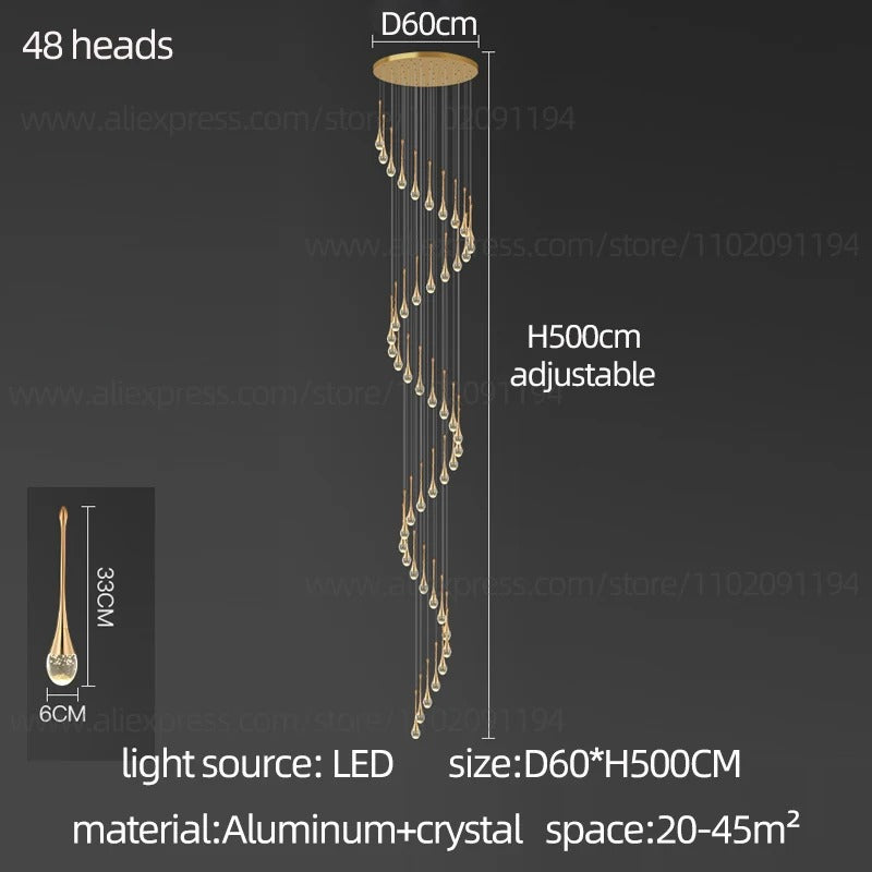 Golden Teardrop Lighting Fixture