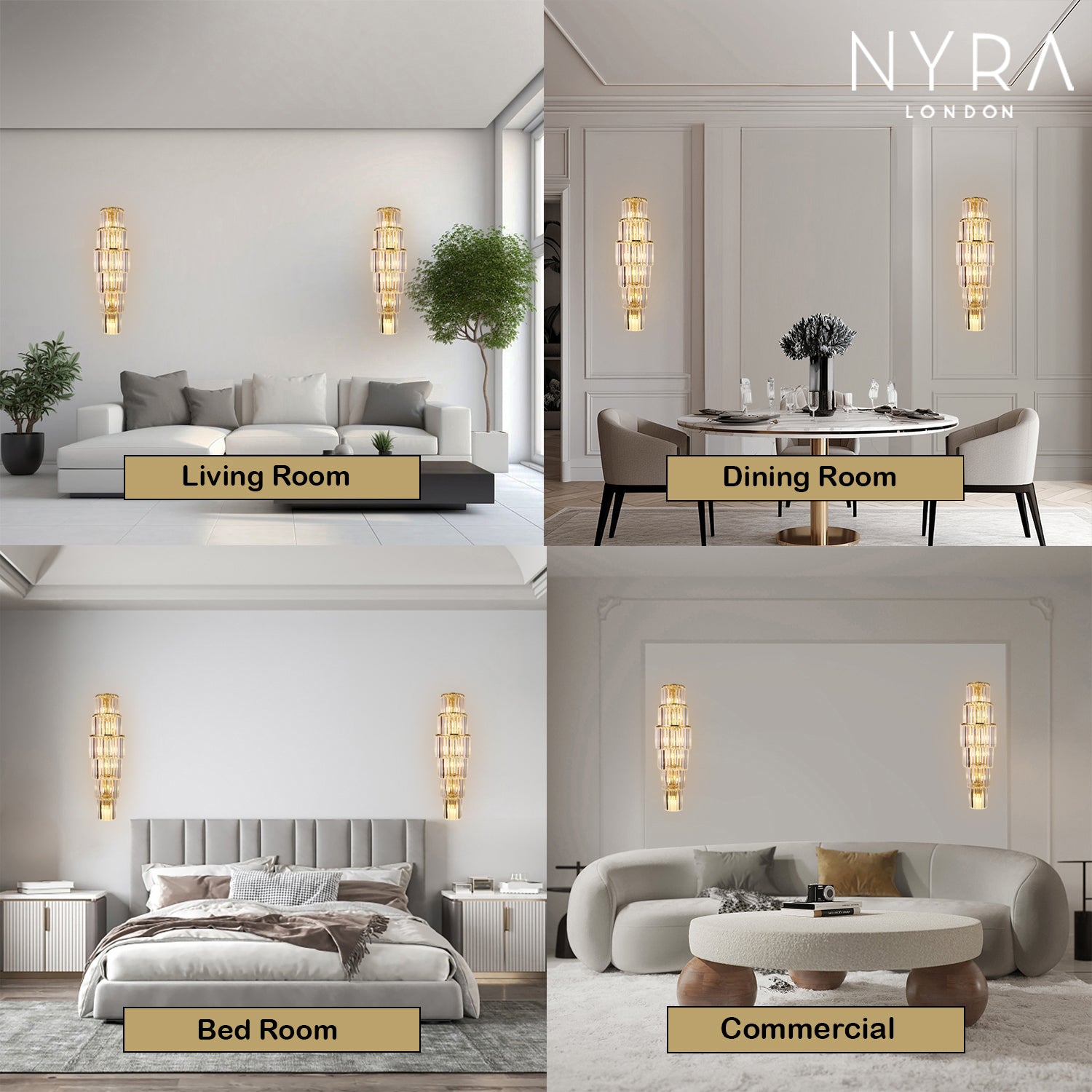 Opulent Pillar Crystal Wall Lamp