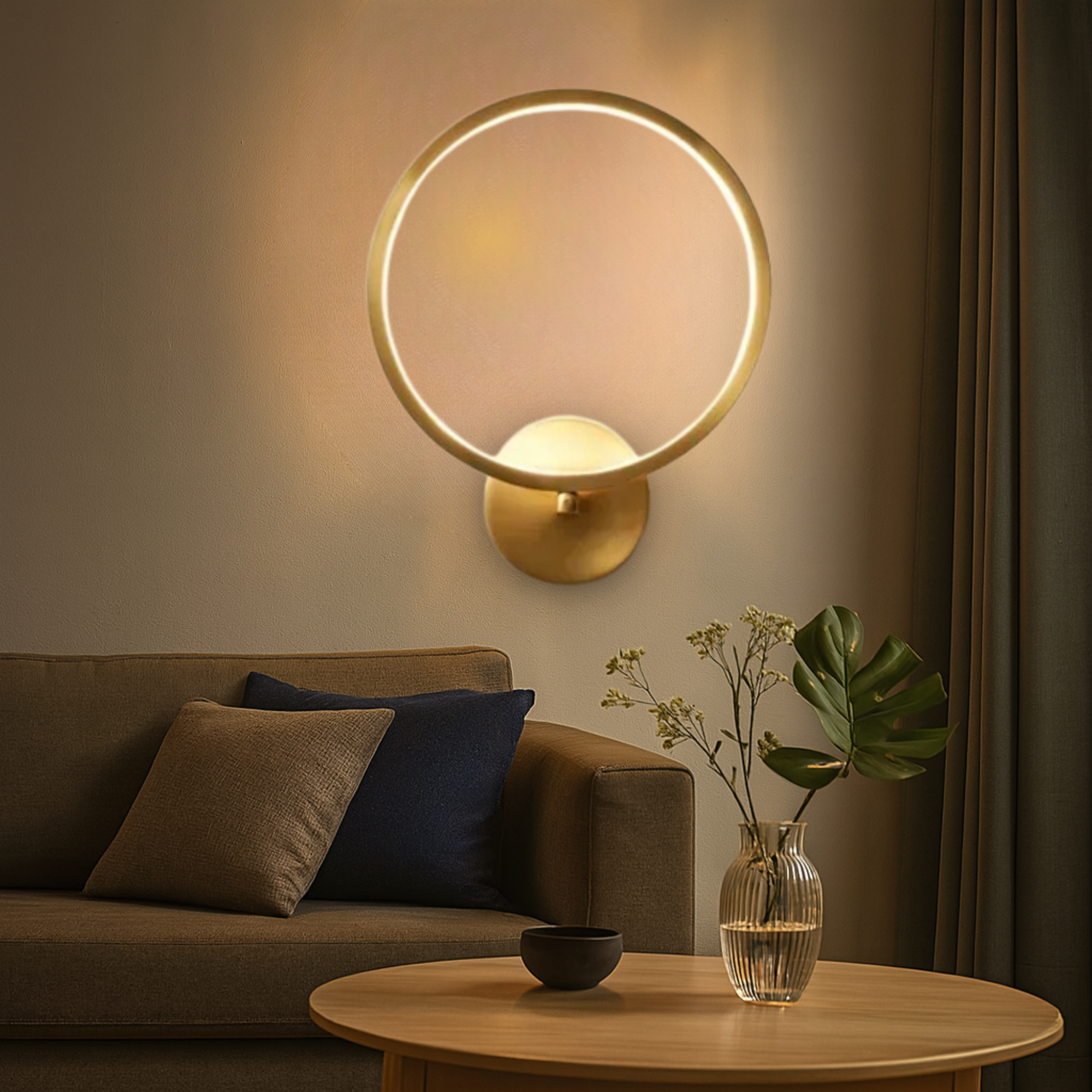 Ebony Gold Ring Wall Lamp