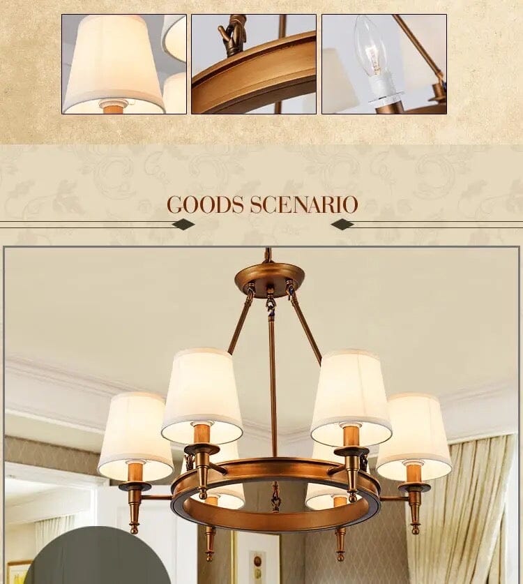 Copper Rustic Linen Multiple Head Chandeliers