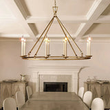 Rustic Wagon Wheel Chandelier 8-Light Candle Light