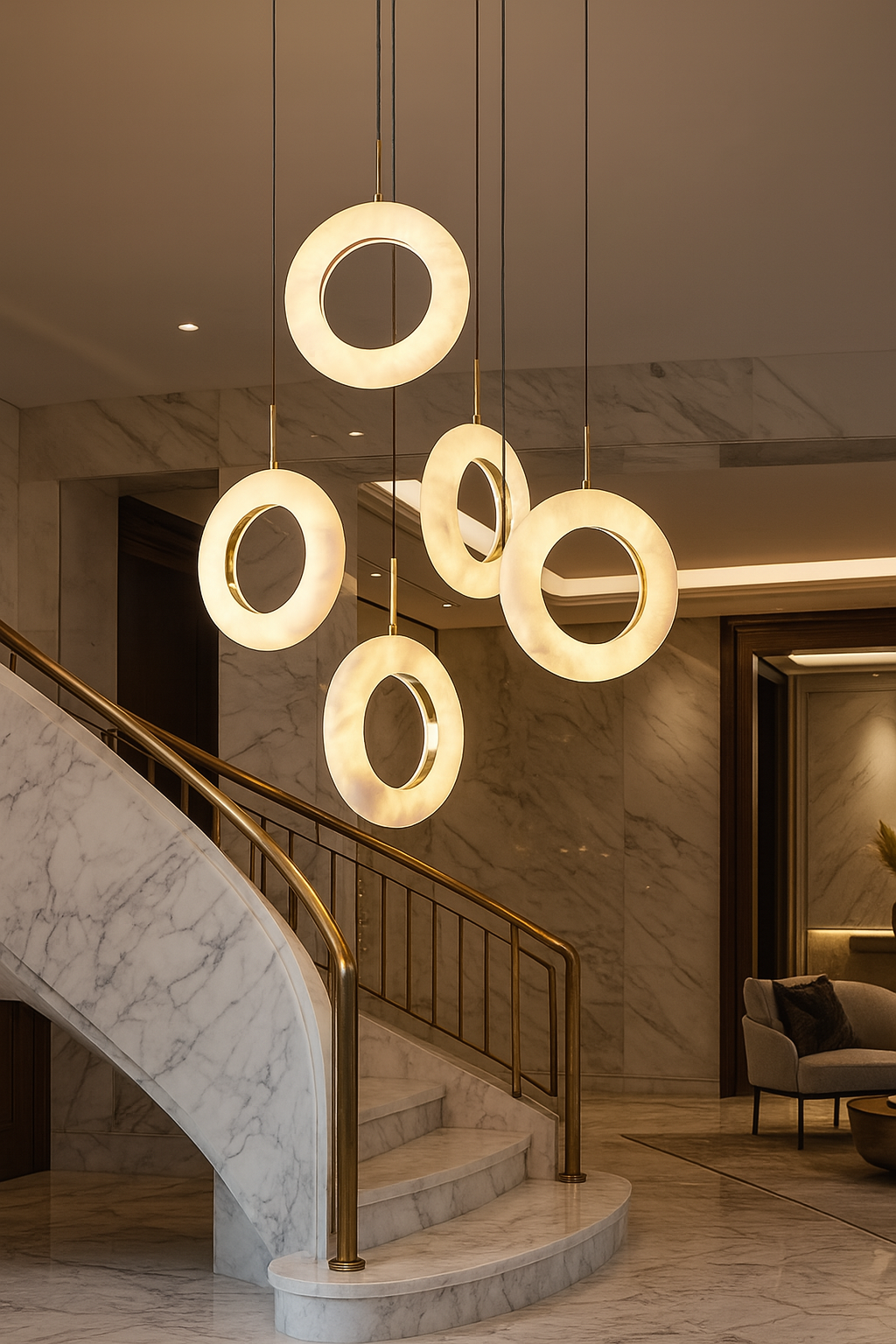 Mirela Marble Staircase Ring Chandelier