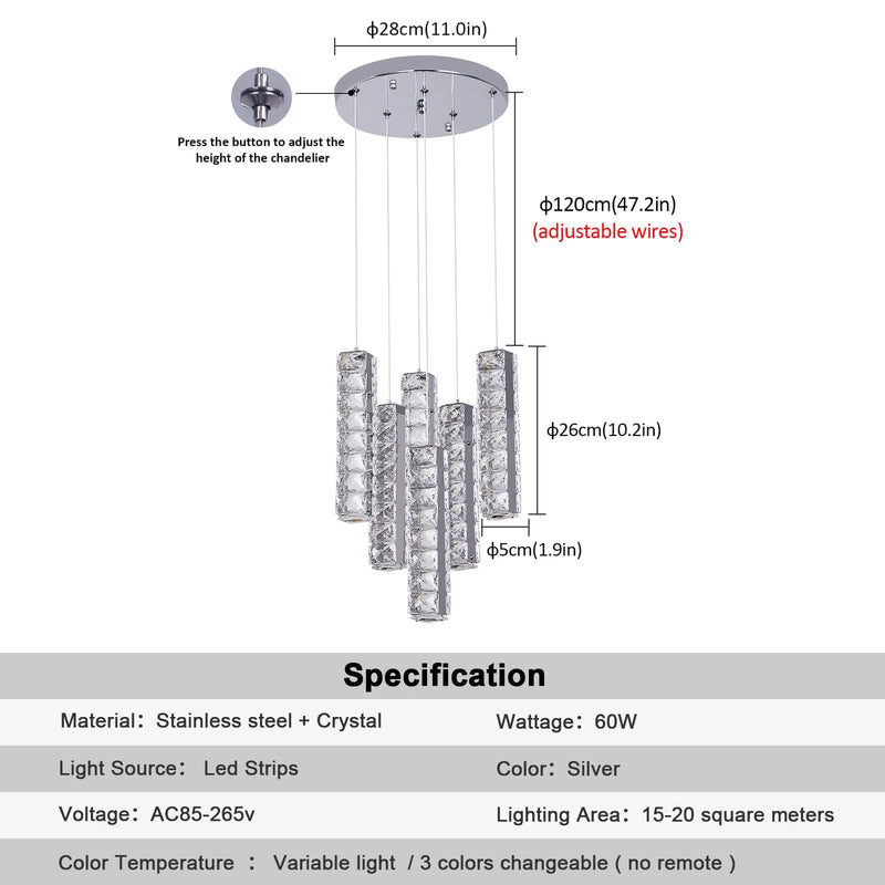 Vertical Crystal Luxury LED Chandelier