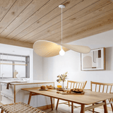 Straw Hat Cream Style Fabric Pendant Light
