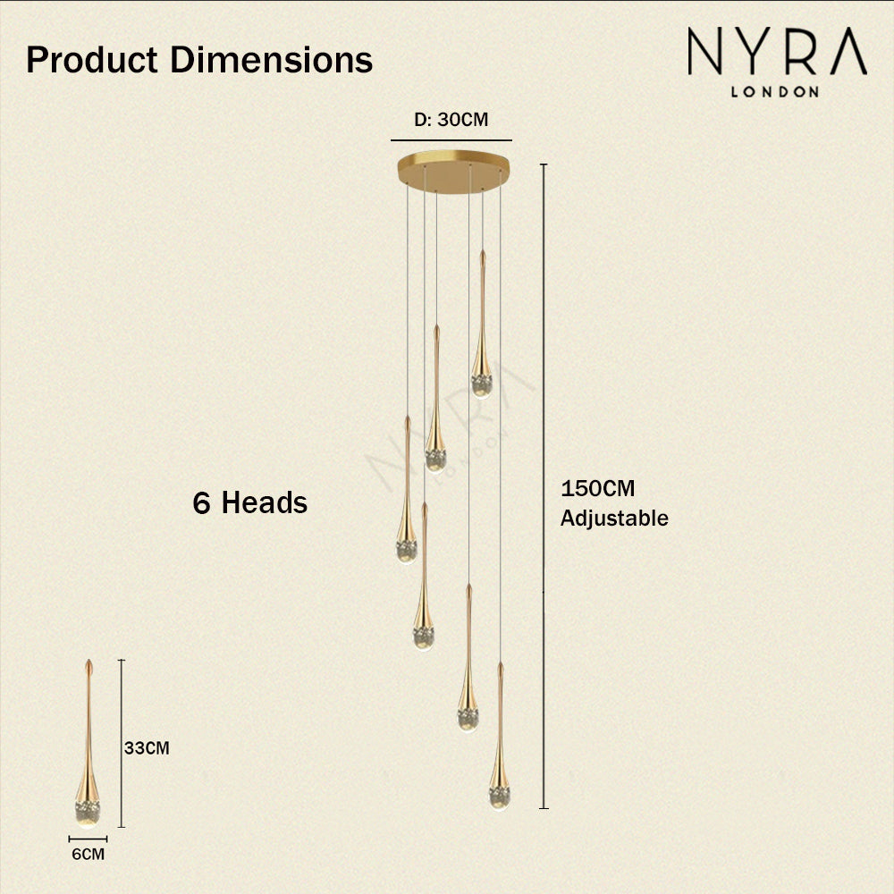Golden Teardrop Lighting Fixture