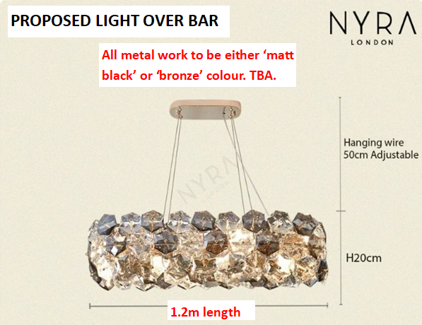 120cm Kara Chandelier Bronze Metal Finish, Adjustable Cord.