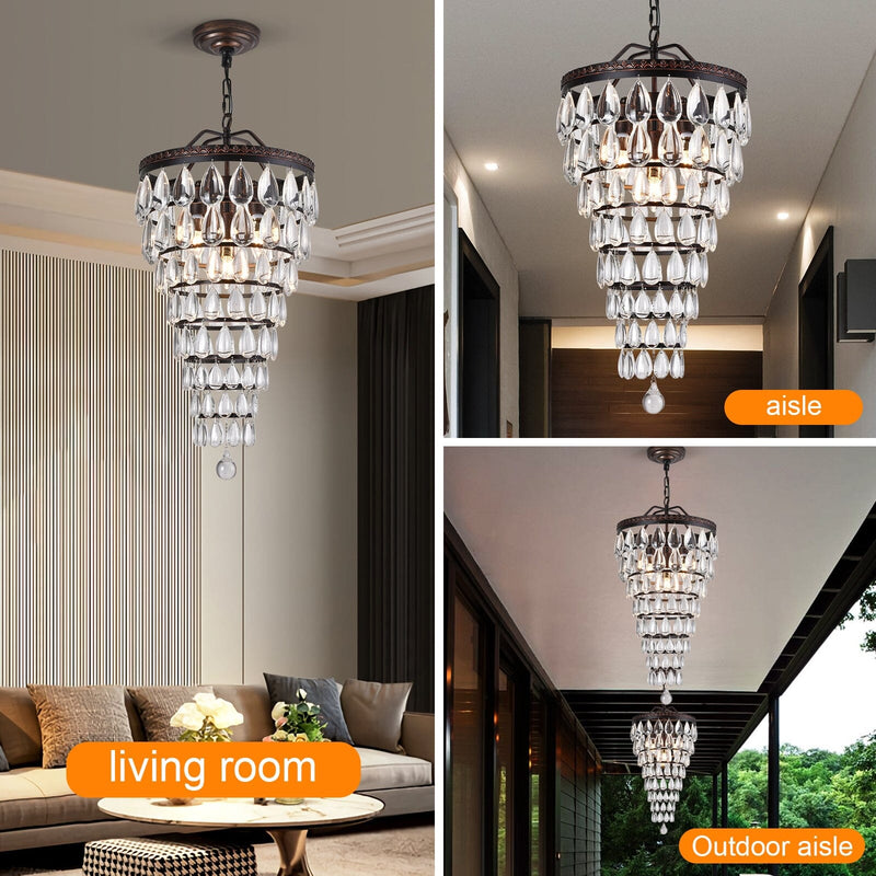 Luxury Crystal LED Waterdrop Empire Chandelier