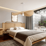 Straw Hat Cream Style Fabric Pendant Light