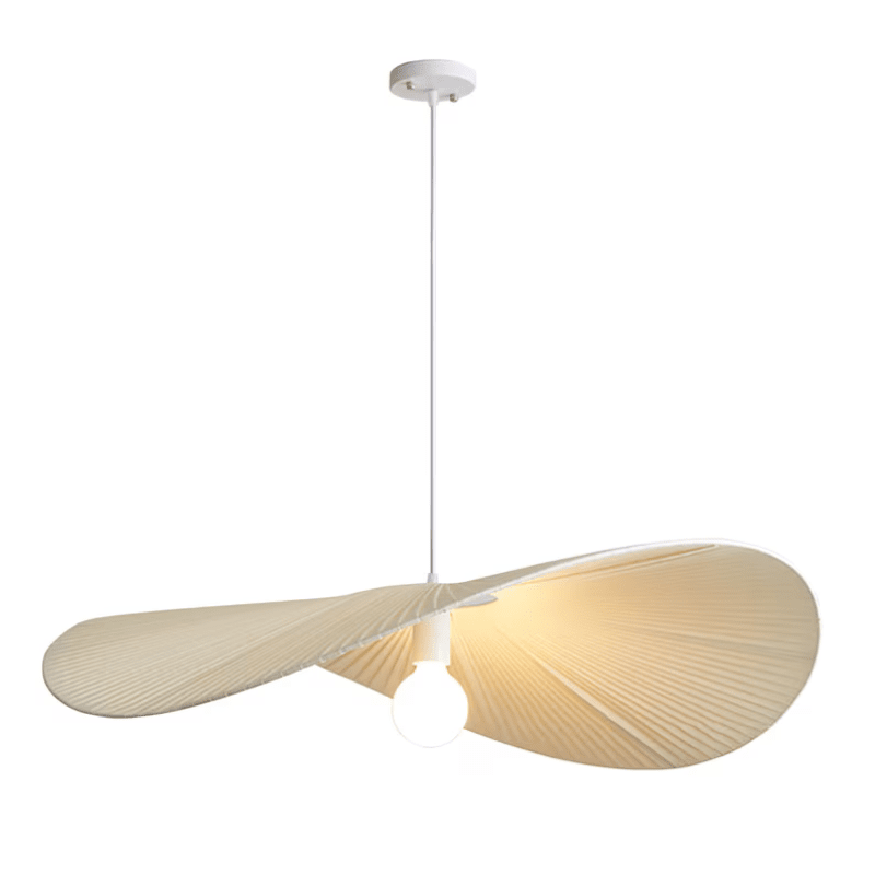 Straw Hat Cream Style Fabric Pendant Light