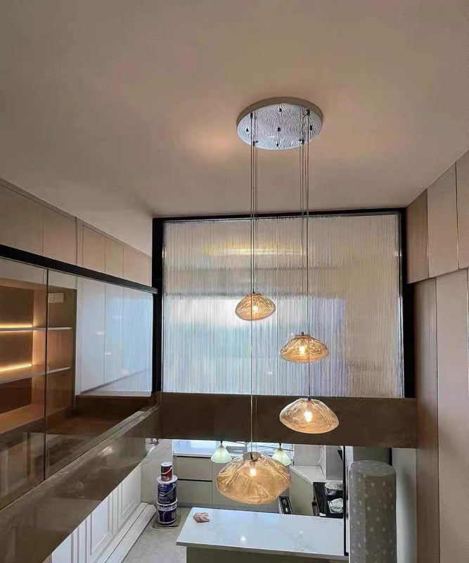 Golden Glow Cascade Glass Chandelier