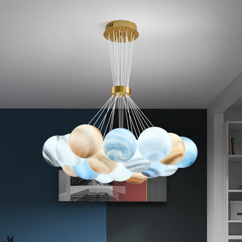 Space Planets Nordic LED Glass Ball Chandelier