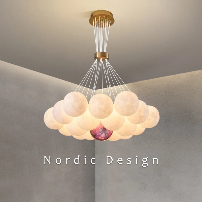 Space Planets Nordic LED Glass Ball Chandelier