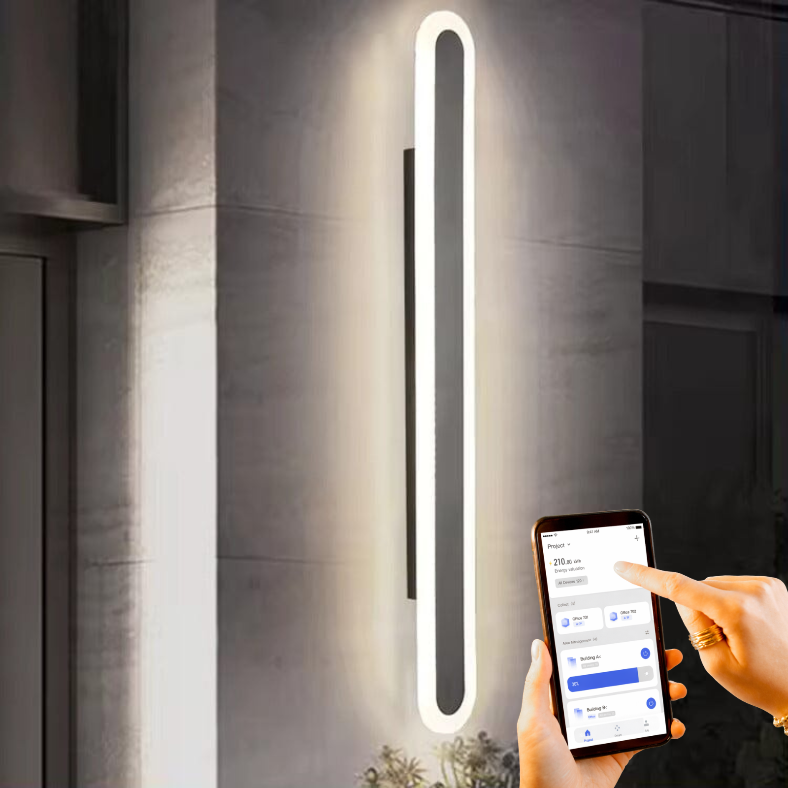 Alana Black Outdoor LED Strip Wall Lamp