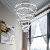 6 Rings Staircase  LED  Gold Crystal Chandelier