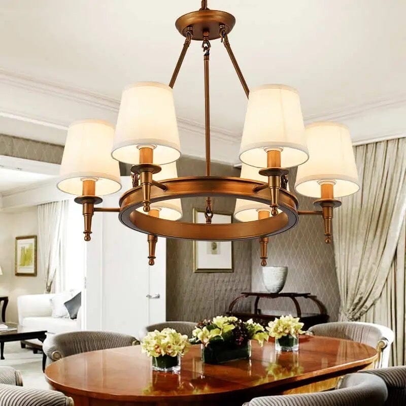 Copper Rustic Linen Multiple Head Chandeliers