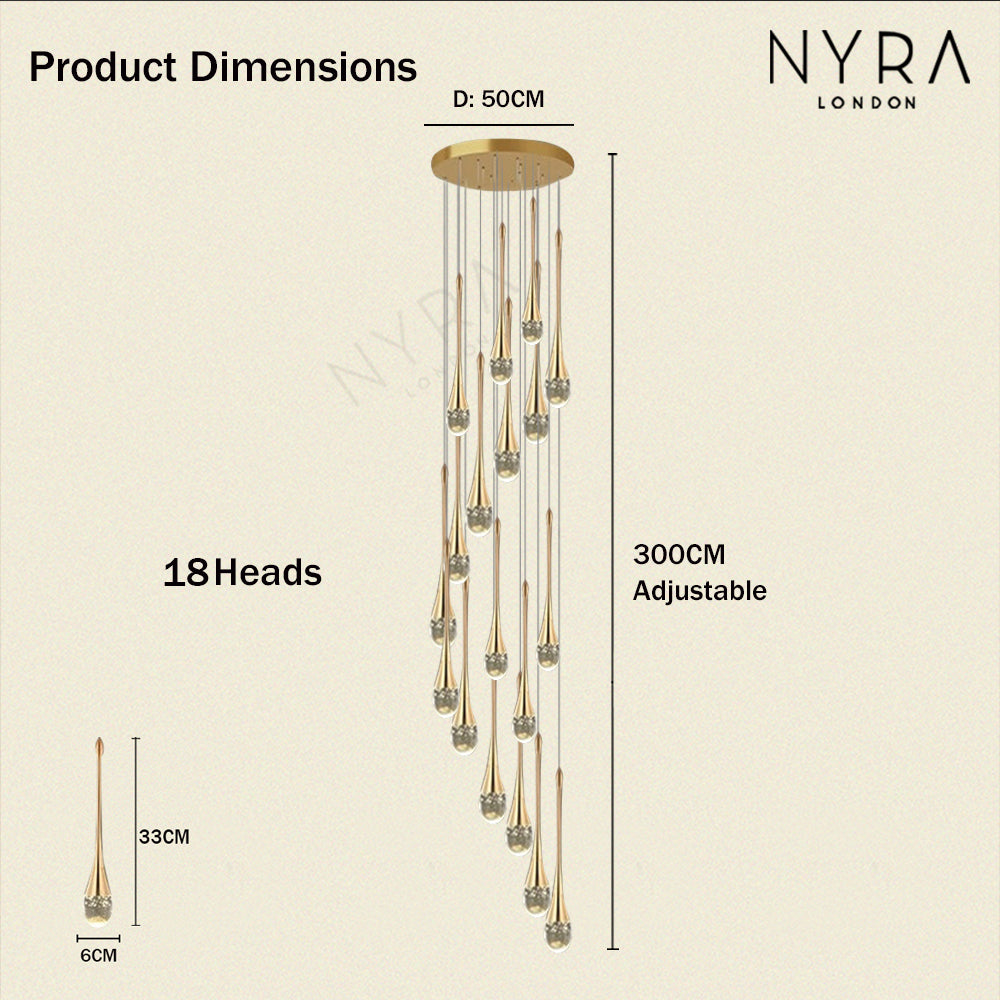 Golden Teardrop Lighting Fixture