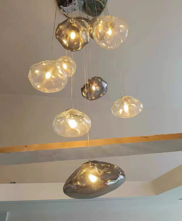 Golden Glow Cascade Glass Chandelier