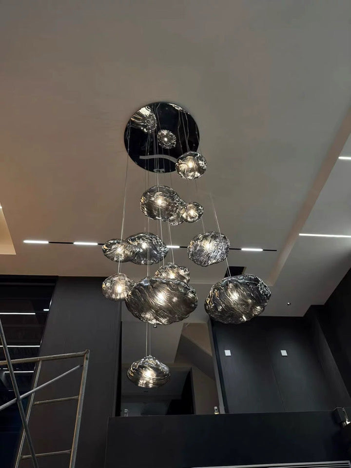 Golden Glow Cascade Glass Chandelier
