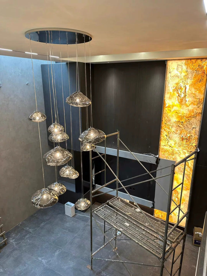 Golden Glow Cascade Glass Chandelier