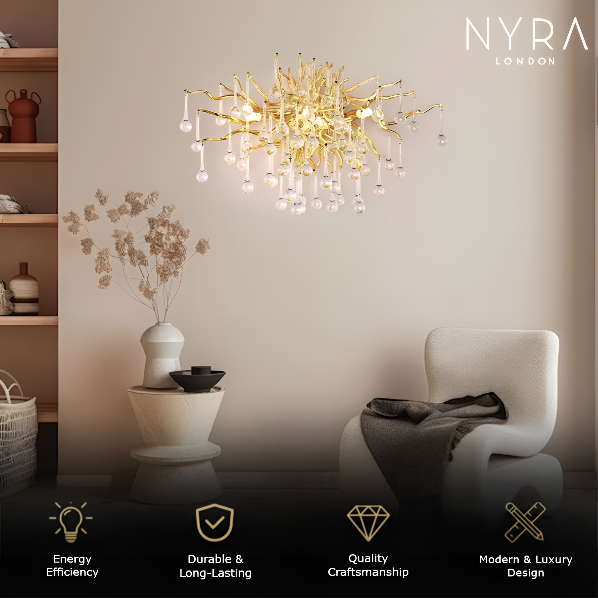 Eystra Crystal Gold Wall Lamp
