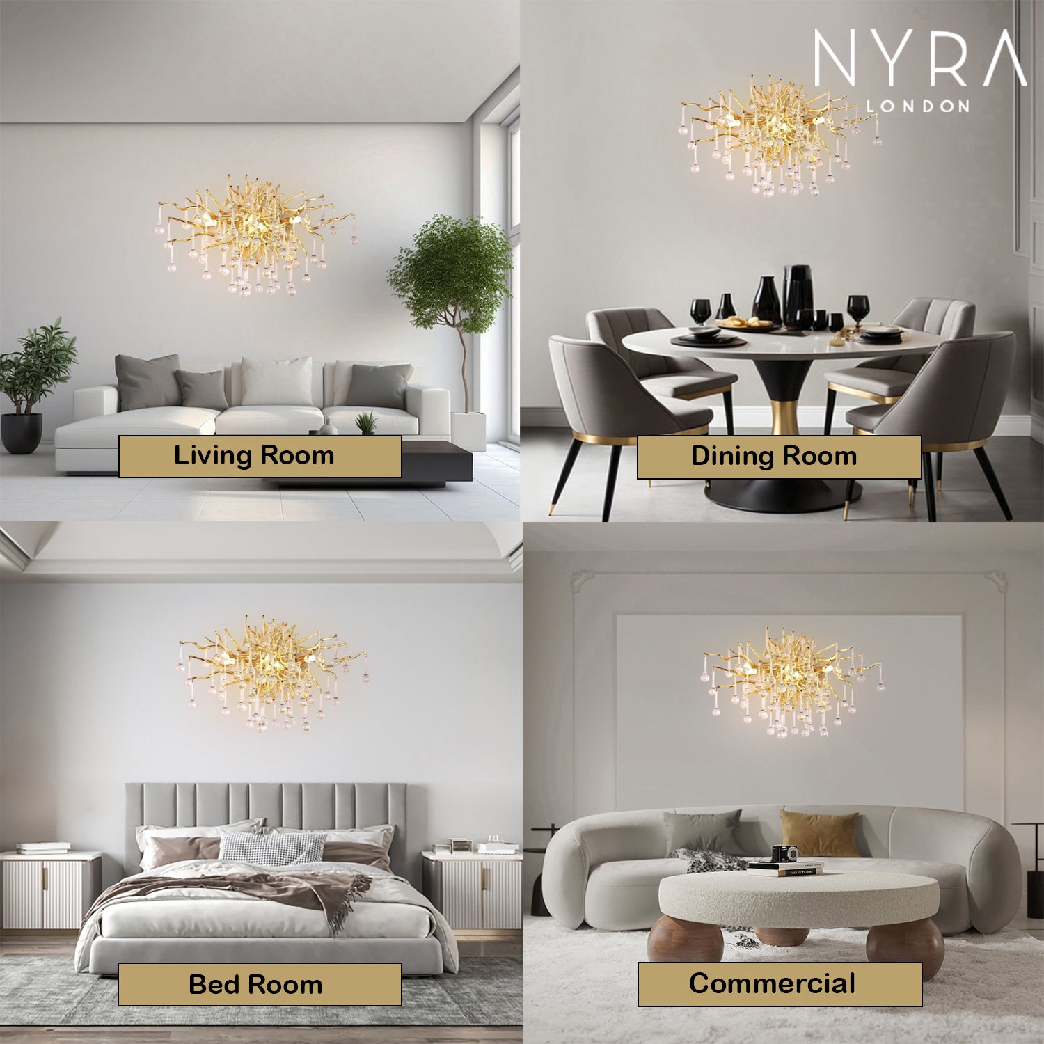 Eystra Crystal Gold Wall Lamp
