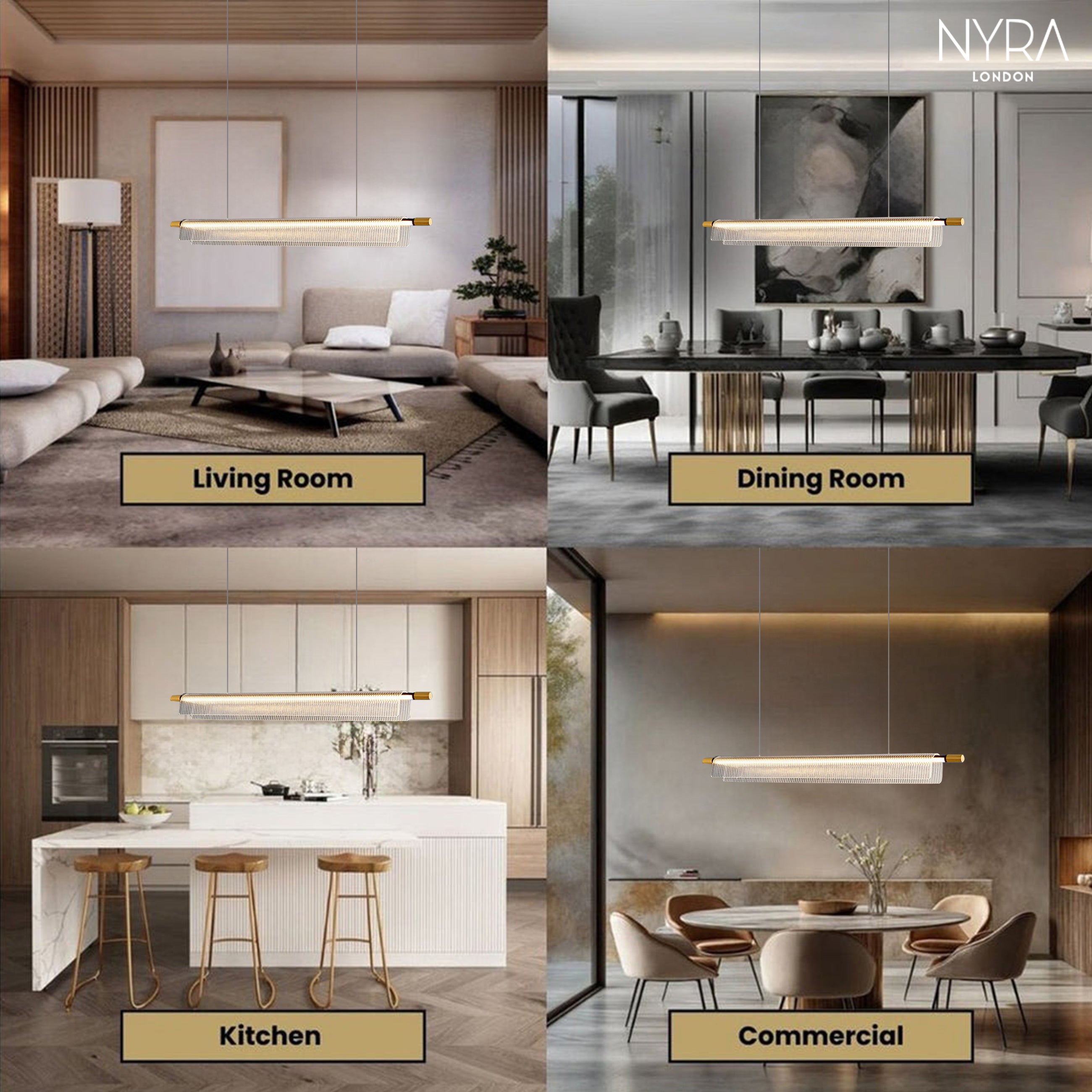 Flareo Acrylic Linear Iron Strip Pendant