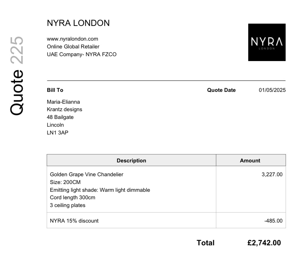 Bespoke invoice Maria