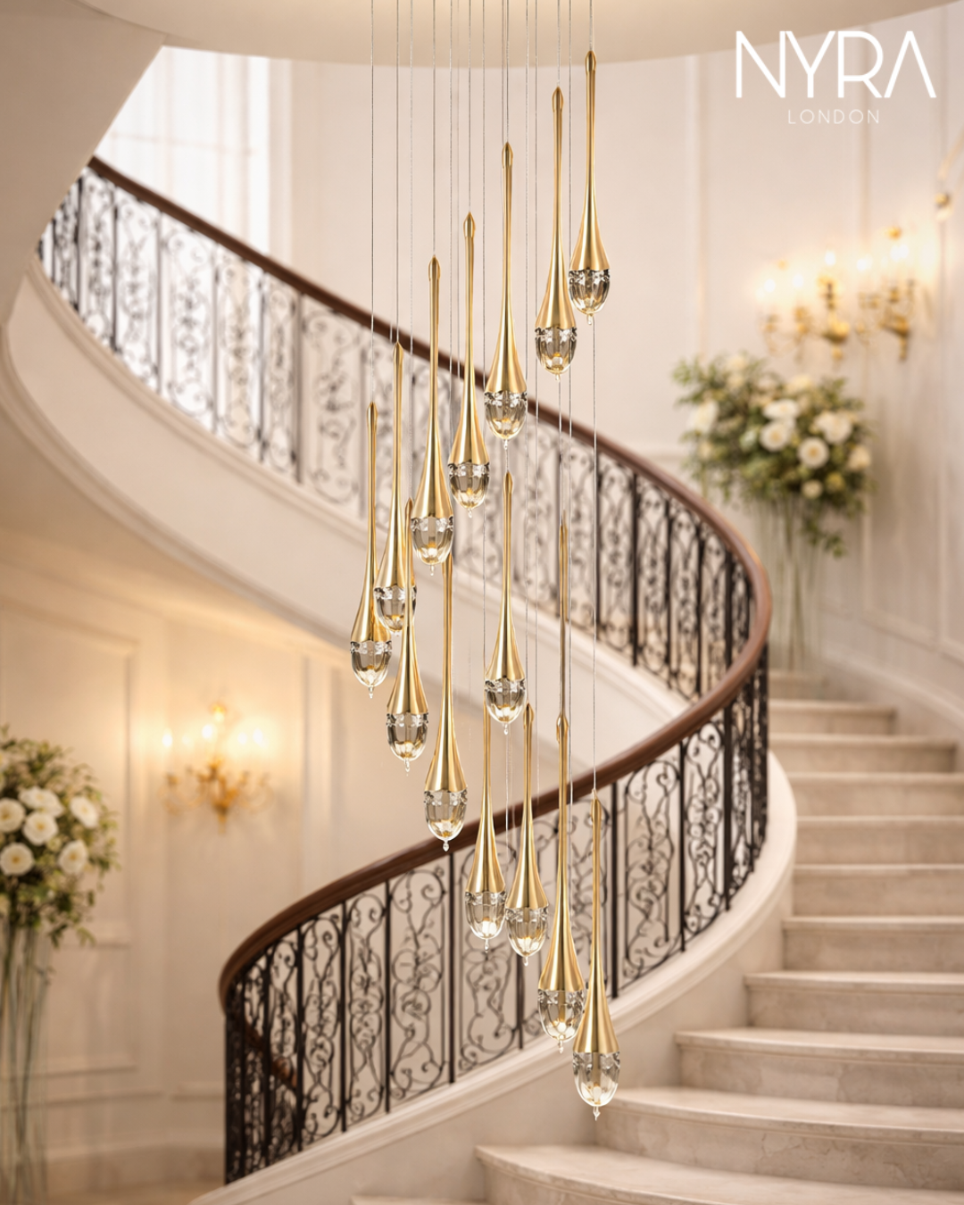 Golden Teardrop Lighting Fixture