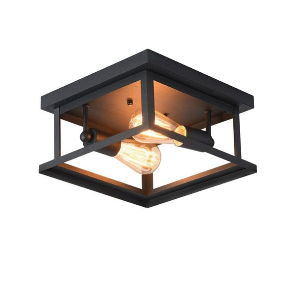 Retro Wrought Iron Square Ceiling Lamp