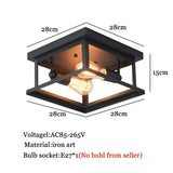 Retro Wrought Iron Square Ceiling Lamp