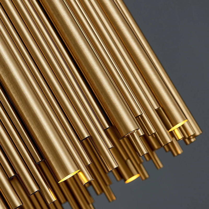 Luxury Brushed Gold Stainless steel Rectangle Chandelier
