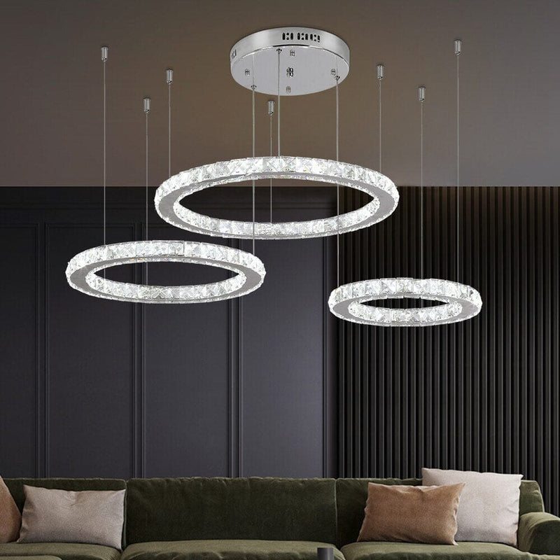 Carter Ring Modern Chrome LED K9 Crystal Chandelier