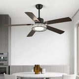 Reversible 52 Inch Wood Finish Ceiling Fan With Dimming Light