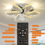 7 Blades Remote Control Led Ceiling Fans With Crystal Ceiling Light