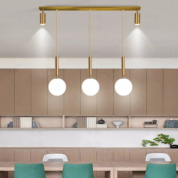 Three Heads With Spotlights LED Glass Pendant Light
