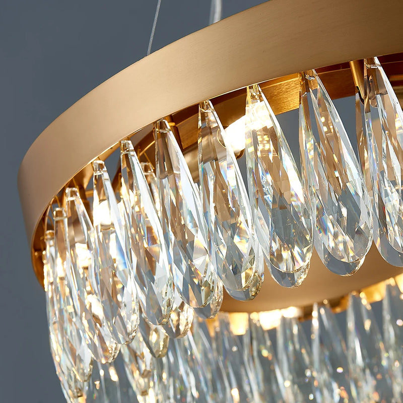 Modern Oval LED Crystal Gold Chandelier
