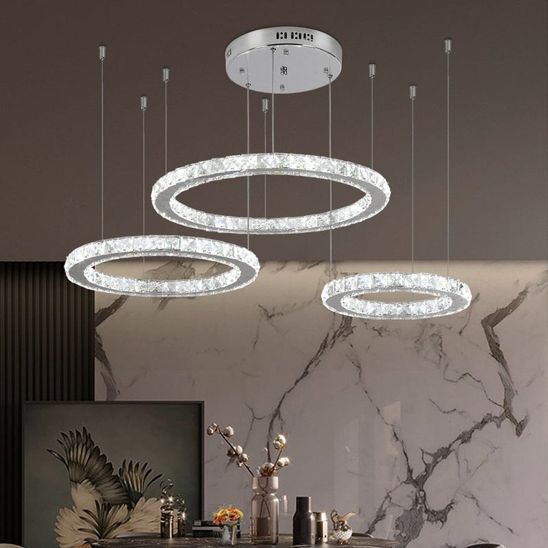 Carter Ring Modern Chrome LED K9 Crystal Chandelier