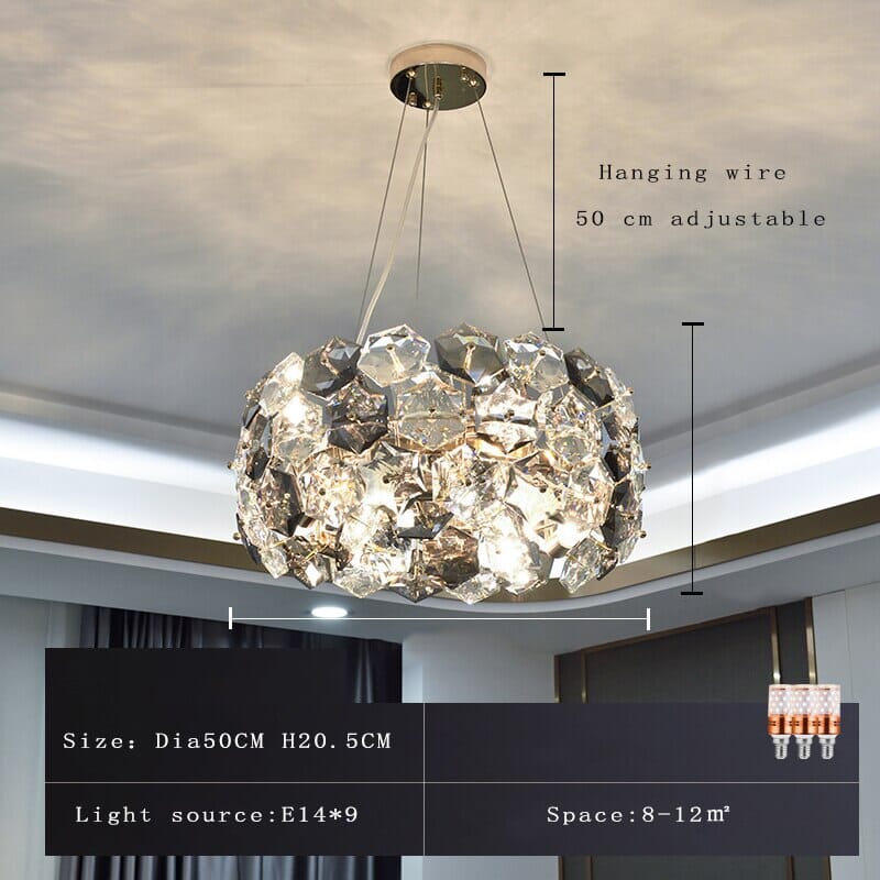 Kara Post-modern Crystal Wrought Iron Chandelier