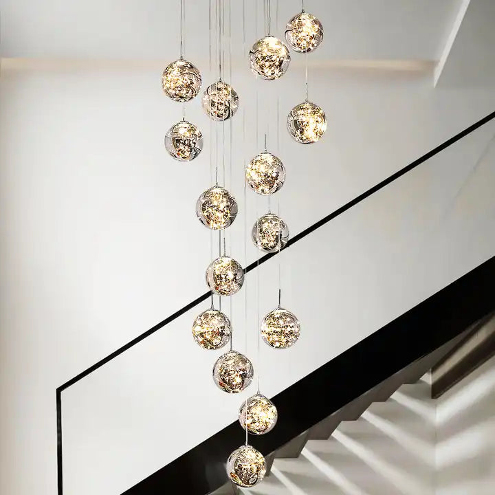 Modern Staircase Bubble Glass LED Chandelier