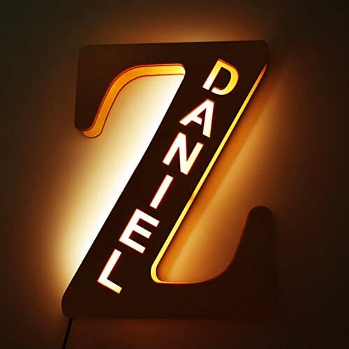 Alphabet Decoration Wood LED Wall Lamp