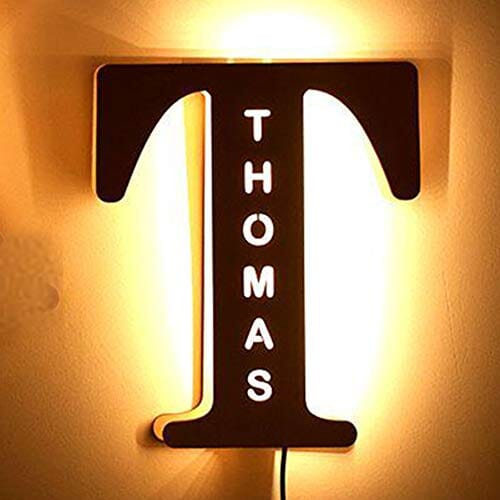 Alphabet Decoration Wood LED Wall Lamp