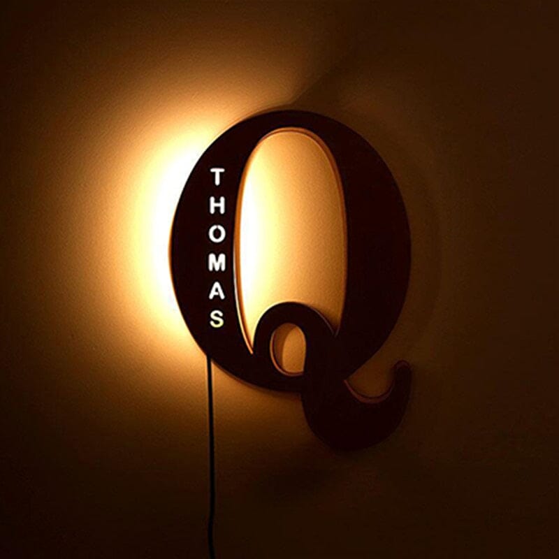 Alphabet Decoration Wood LED Wall Lamp