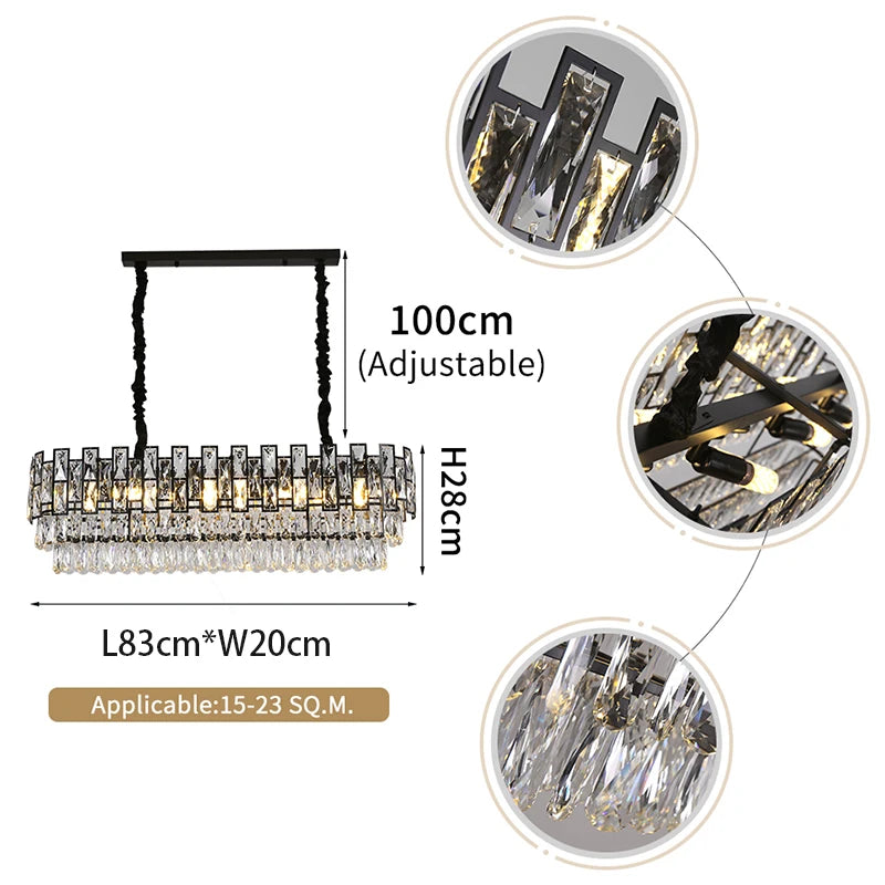 Rochelle Luxury Crystal Modern Black Chandelier
