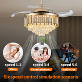 4 Retractable Blade Crystal Chandelier With Led Light